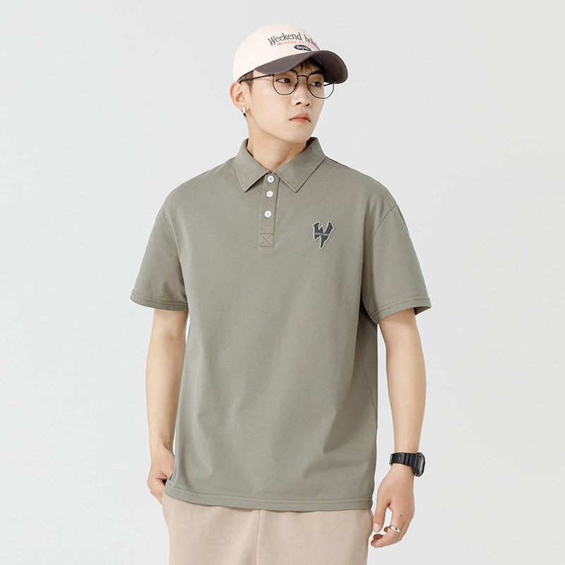夏季男士宽松丝光珠地棉Polo衫