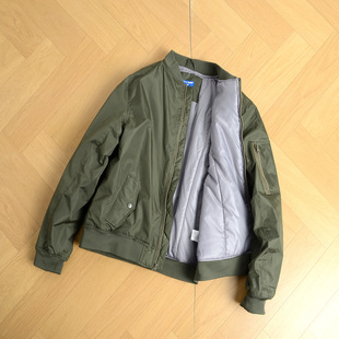 防风面料外贸元 复古MA1飞行夹克男秋冬棒球领保暖棉服外套 美式