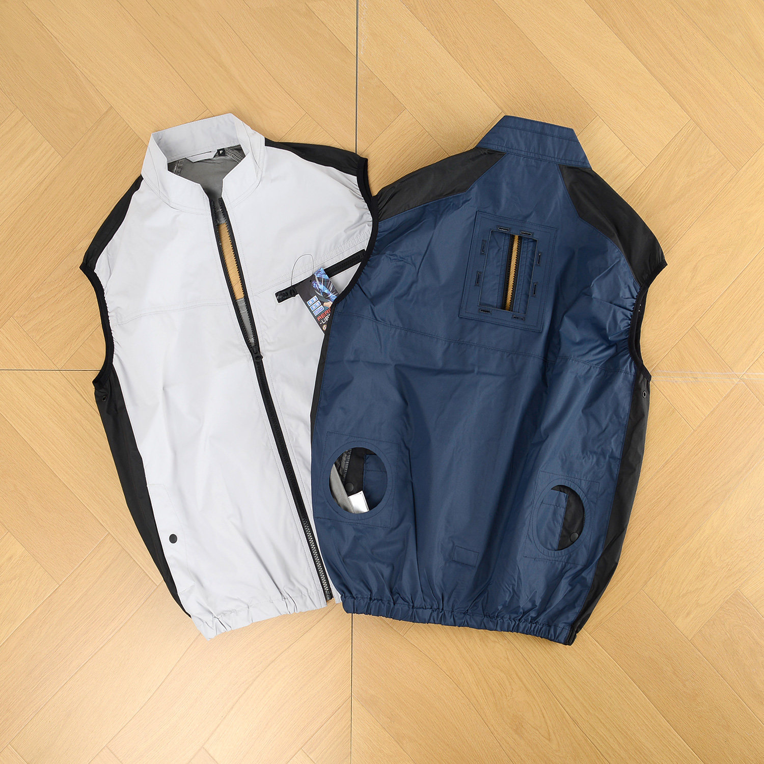 日本订单户外运动风立领马甲空调服工作服防中暑用品珀尔帖背心男