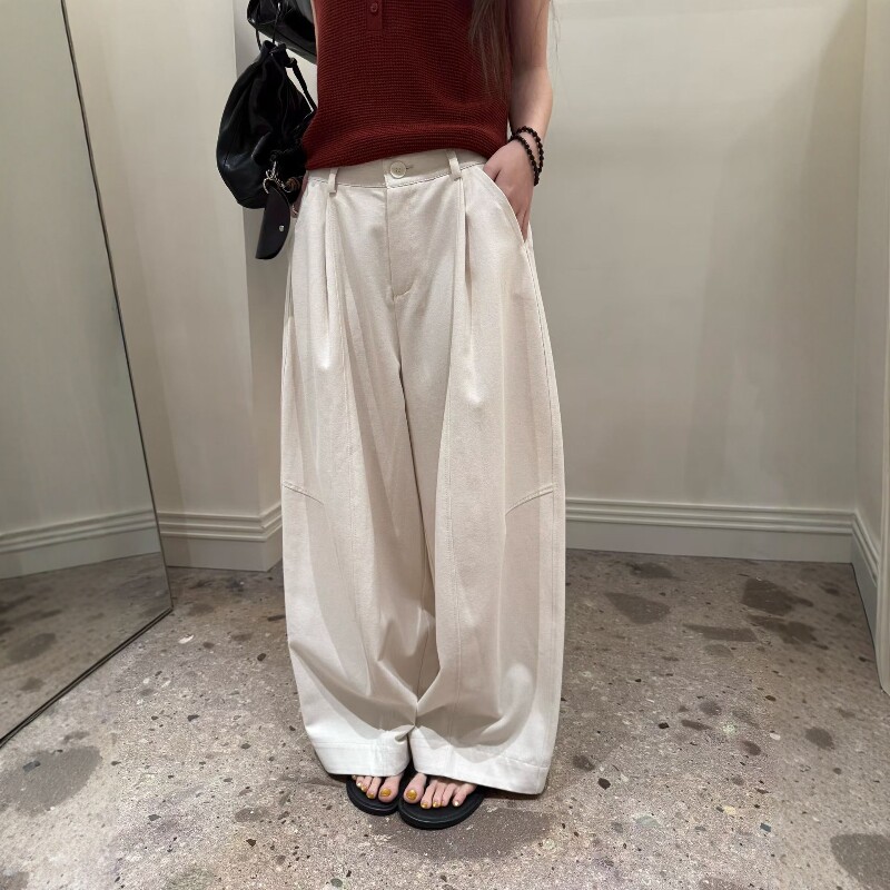 欧洲站2026春季新款欧货简约纯色高腰显瘦休闲牛仔阔腿裤百搭长裤