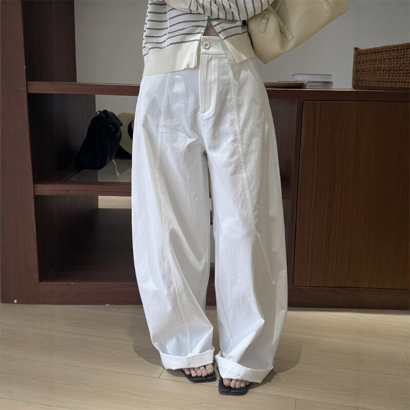 欧洲站2026春季新款欧货立体剪裁宽松显瘦松弛感休闲弯刀裤长裤女