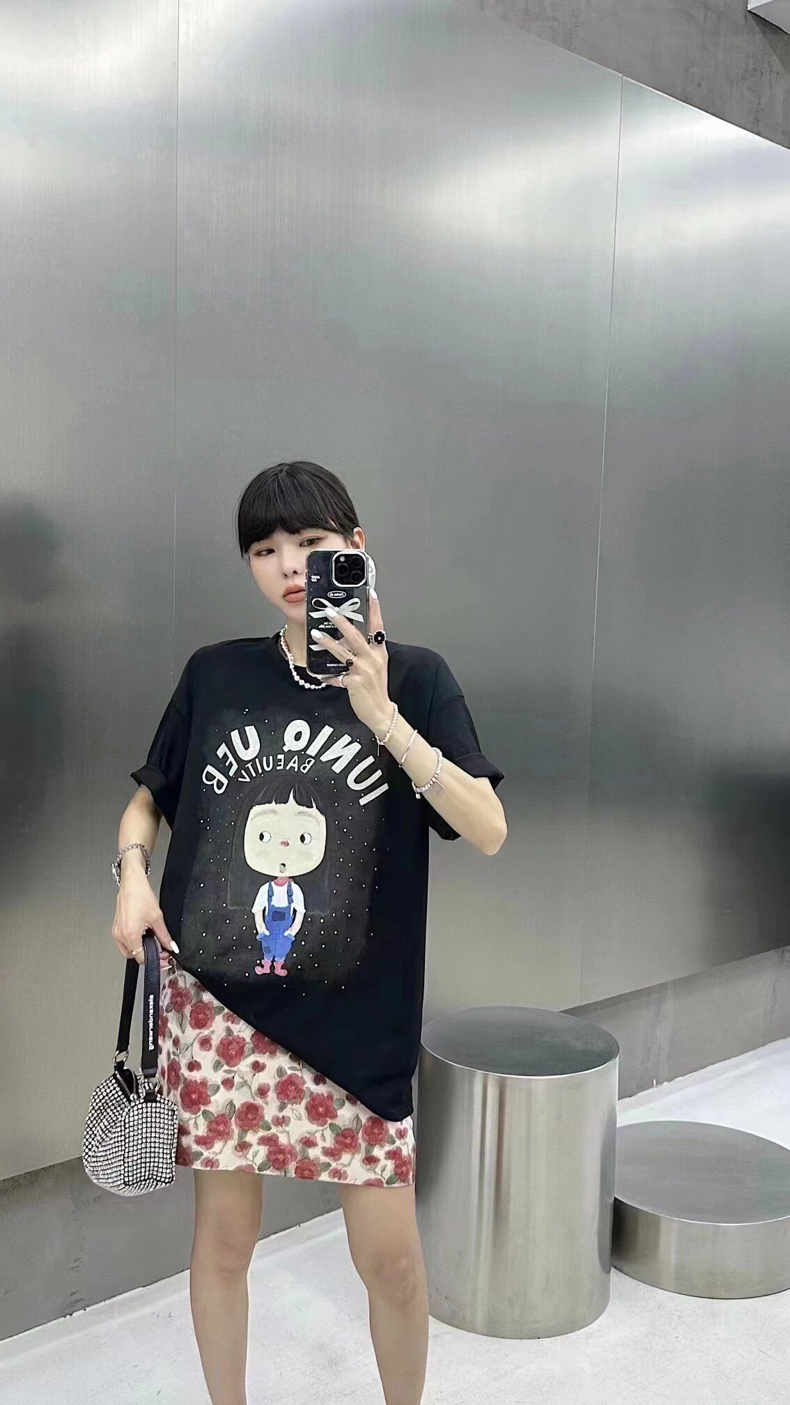 [宠粉特价不退换]卓娃欧版夏季新款大头女孩镂空韩风宽松短袖T恤
