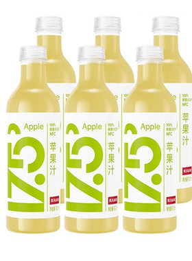 农夫山泉17.5°NFC低温苹果汁900ml*6瓶鲜果压榨冷藏果汁