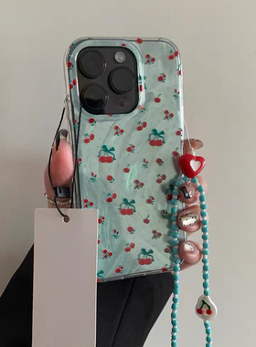 韩系小众薄荷绿樱桃K80适用小米14/15手机壳note13/9新款12T防摔10S红米k60至尊40简约11个性K70全包K50PRO女