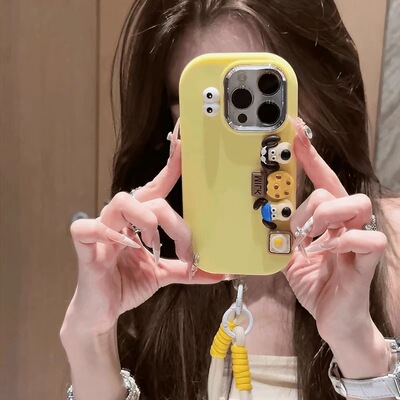 立体掌门狗适用K60小米14手机壳K70全包NOTE11/9硅胶12T防摔K40手提K50挂绳K30可爱10S卡通civi4新款13PRO女