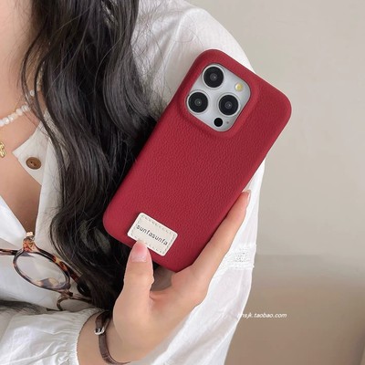 简约高级皮纹K12适用OPPO Reno15/14/13手机壳9小众10pro气质Find X8S+/9硅胶5大孔6防摔A58红色A97软壳A6女