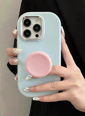 纯色简约支架可爱K30适用K60小米14手机壳K70至尊版NOTE11红米12T创意K40/K50PRO圆边13PRO硅胶10S软壳civi女