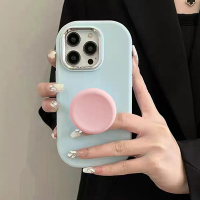 纯色简约支架可爱糖果色手机壳
