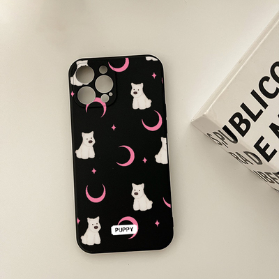 ins可爱卡通黑色月亮小狗