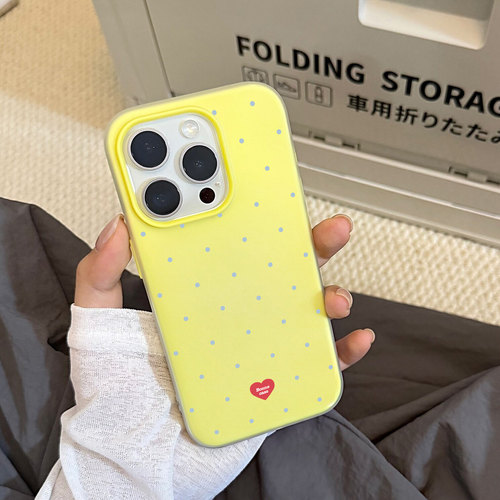 奶黄爱心波点适用荣耀400/300/200手机壳90新款500大孔100PRO二合一80畅玩50全包X60i防摔X40硅胶70plus软壳