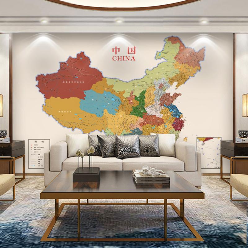 现代简约中国地图背景墙纸客厅卧室儿童房壁画无缝壁纸书房办公室