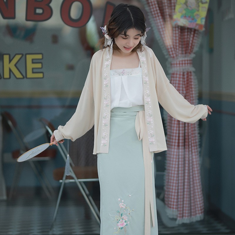 原创宋制汉服三件套春夏大码薄款