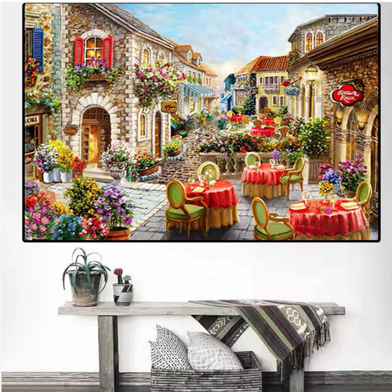 十字绣自己绣客厅街景