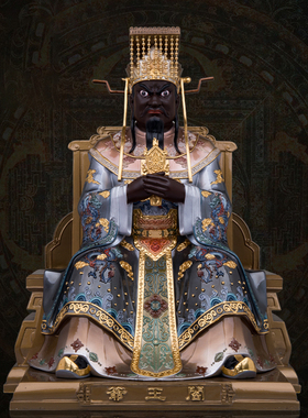 阎罗王神像十殿阎王爷铜像珐琅彩佛像家用客厅供奉拜宗祠堂口摆件