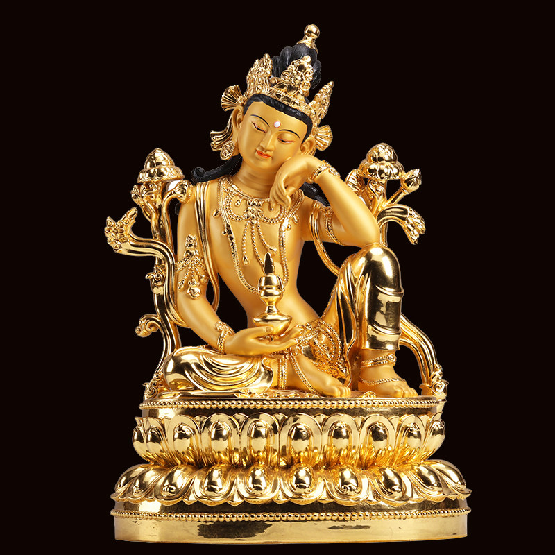思维观音佛像纯铜贴金密宗 藏传手工贴金彩绘观音菩萨铜佛像