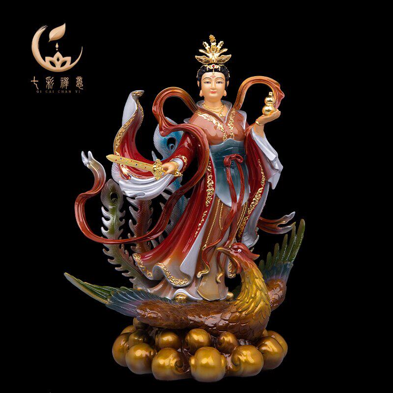 黄铜彩绘九天玄女铜像九天圣母玄女娘娘神像客厅玄女供奉摆件新品
