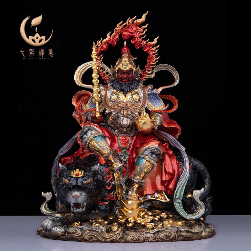 纯铜武财神赵公明像新款古旧骑虎玄坛赵元帅神像家用供奉摆件新品