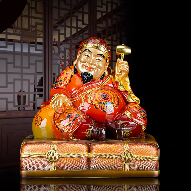 纯铜大黑天坐姿供奉摆件财神像