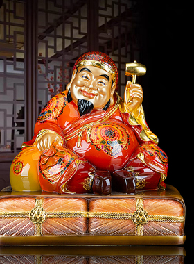 纯铜大黑天坐姿供奉摆件财神像