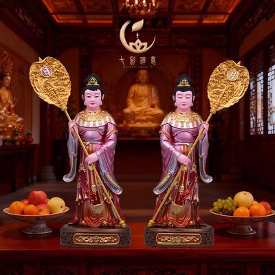 左右宫女神像玉帝王母妈祖侍女仙女像树脂彩绘居家中式工艺摆件