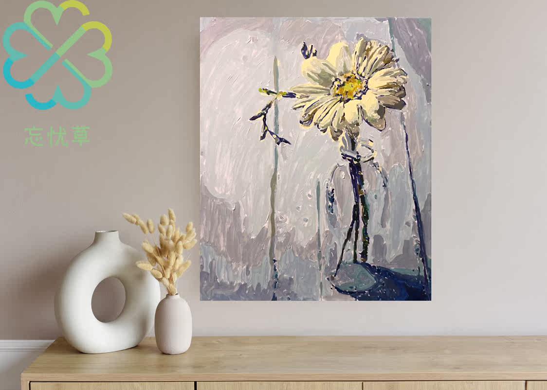 数字油画花卉(丙烯颜料)diy数字画有绷框40*50