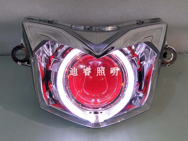 适用于豪爵灵迪国四ERHJ125T-18G大灯总成改装LED透镜天使恶魔眼