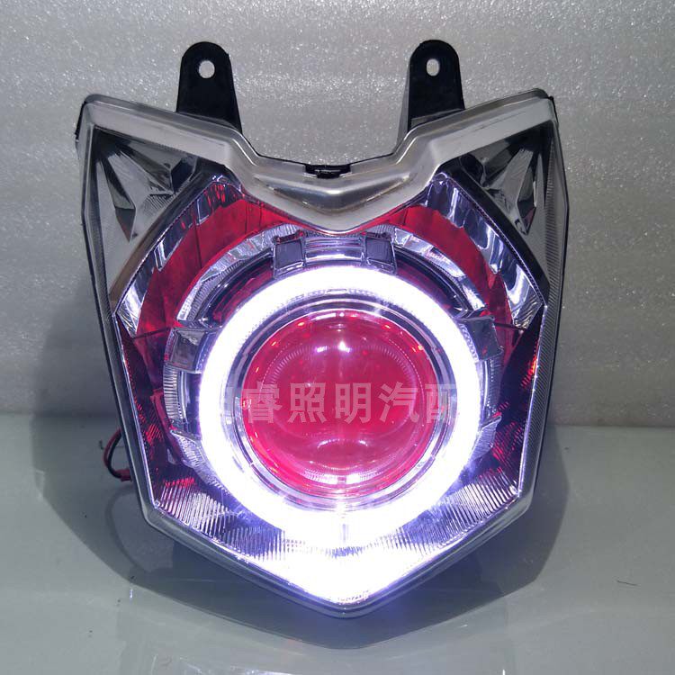 适用雅马哈天隼YM125-3G总成改装LED透镜大灯天使恶魔眼氙气灯