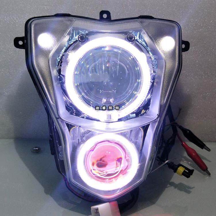 适用蓝宝龙贝纳利小黄龙BJ300GS250大灯总成改装LED透镜氙气灯