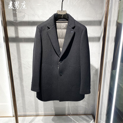 高端欧货潮牌男士鹅绒羊毛呢大衣