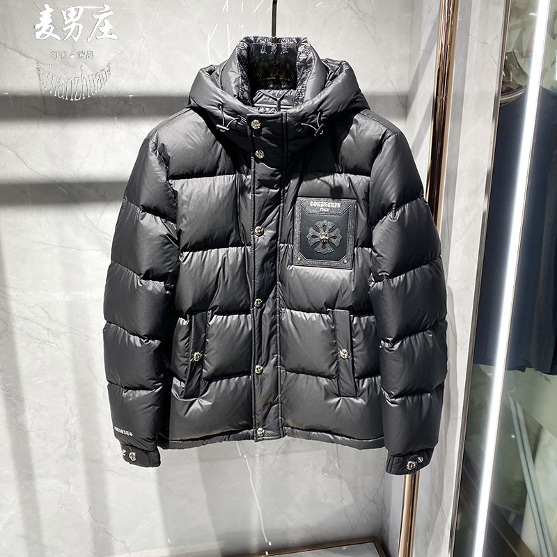 高端欧货男士新款冬季2025连帽加厚白鸭绒羽绒服夹克外套加厚保暖