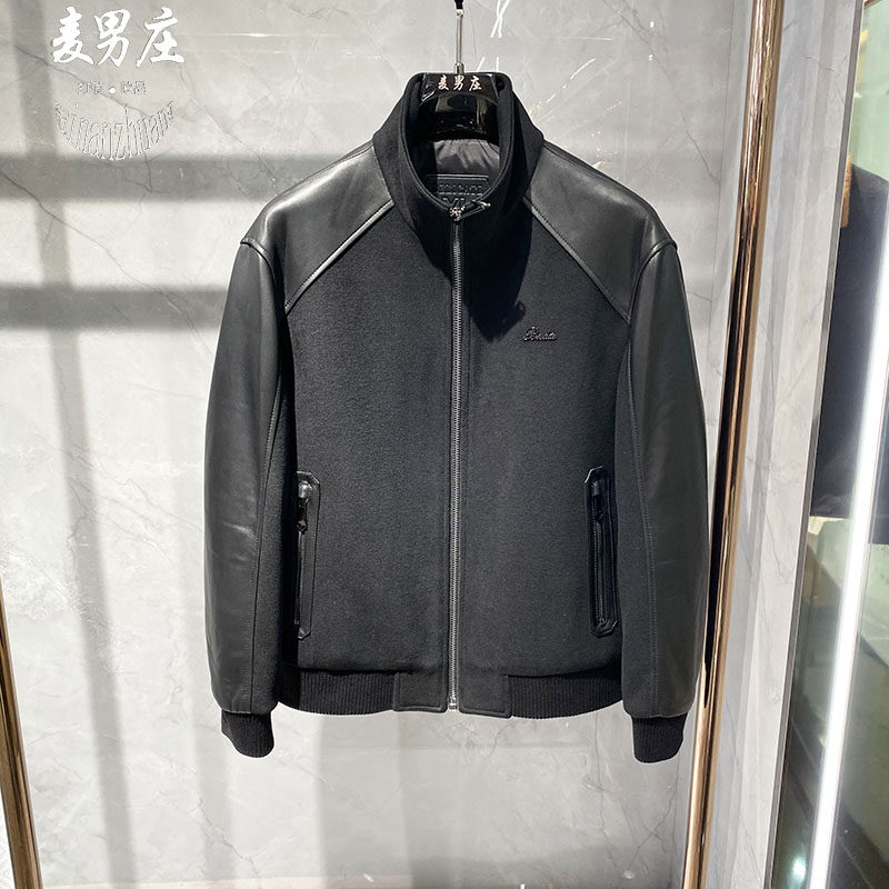 男士冬季立领翻领绵羊皮羊毛夹克