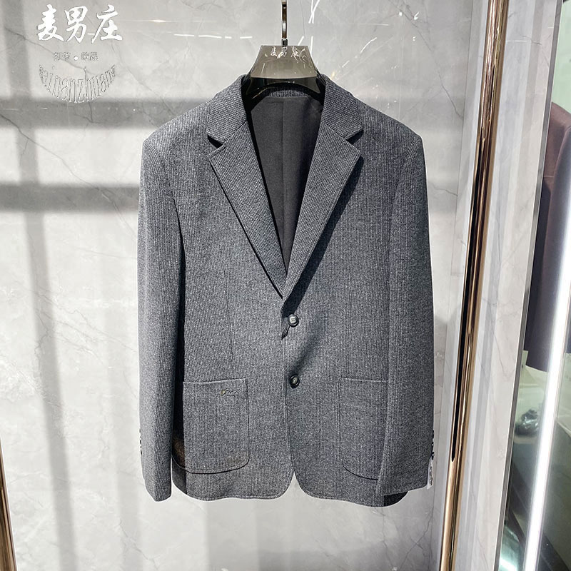 高端潮流男士26秋冬新款简约舒适中长款百搭长袖商务休闲西装外套