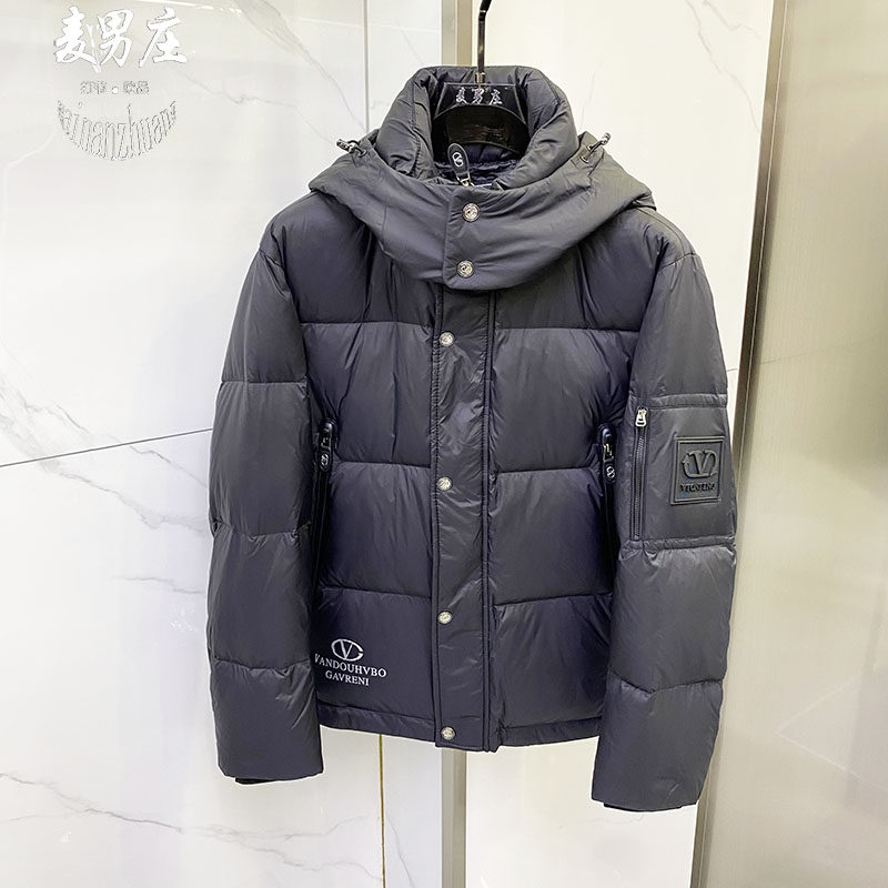 高端欧货男士冬季新款2026连帽可卸90白鸭绒羽绒服夹克外套保暖潮