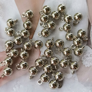 8MM迷你金属圆珠子带吊银色合金衬衫衬衣纽扣实心传统民族服配件