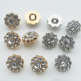 精致夏装小纽扣银色金属镶钻水晶钻石扣子男女士衬衫开衫花朵钮扣