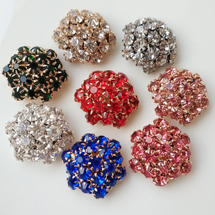 彩色爪钻烧焊水晶纽扣百搭裙子上衣外套钮扣20MM蘑菇形镶水钻扣子
