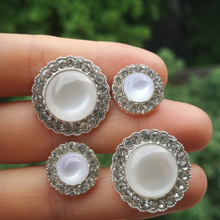 新品猫眼石纽扣银色金属钻边西装毛衣织针衫扣子女士小香风外套扣