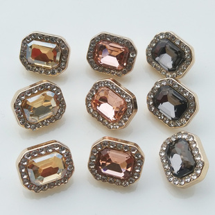 新高档春夏装 衣服精致长方形小钻扣子 金属水晶玻璃纽扣男女士衬衫