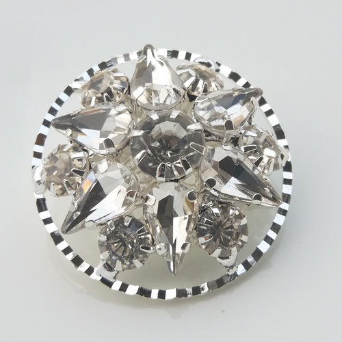 镂空皮草水钻水晶纽扣