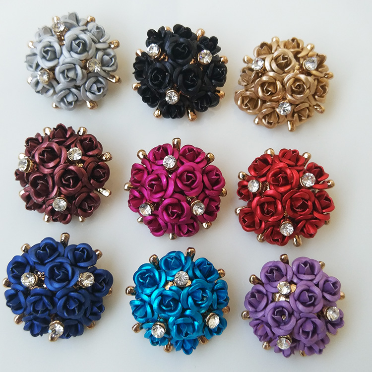 精致好看金属立体玫瑰花朵纽扣