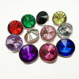 台湾亚克力卫星钻石扣子女服装毛衣开衫风衣纽扣银边彩色水晶钮扣