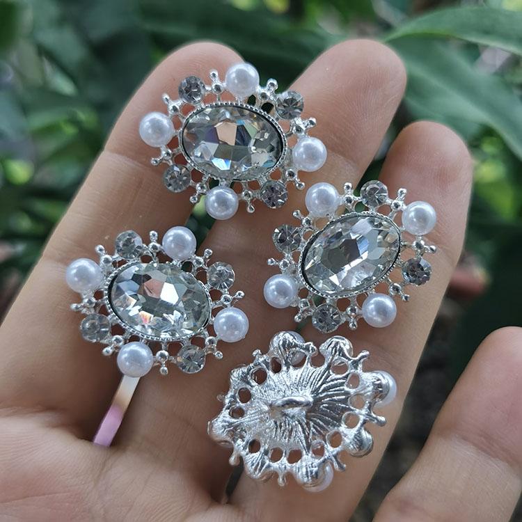 复古宫廷风金属镂空水晶珍珠扣子