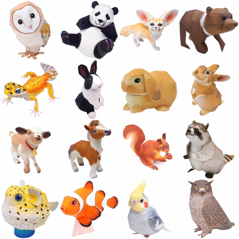 仿真动物手工DIY玩具纸模模型