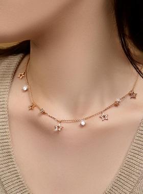 925银星星项链套装莫桑石满钻