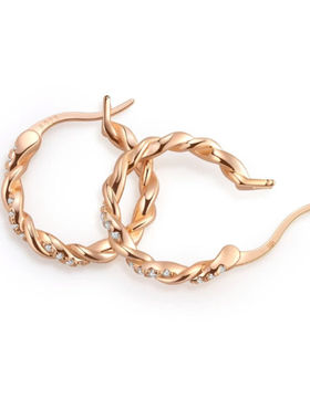 925银莫桑石玫瑰金幸运花环项链麻花莫桑钻耳环时尚高级感耳圈女