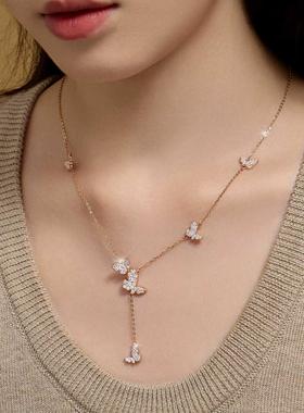 925银莫桑石蝶语项链百搭简约女