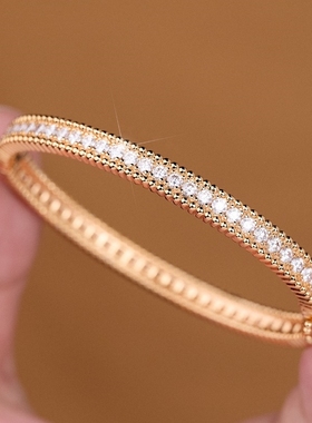 925银莫桑石手镯轻奢滚珠边