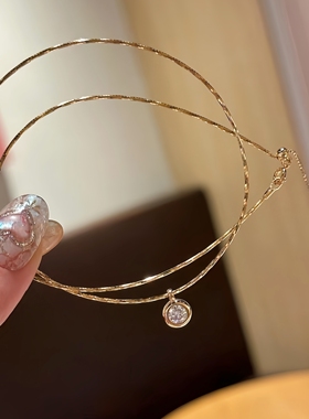 925银泡泡莫桑石项圈choker蛇骨链硬身链ins风极简高级感项链颈圈