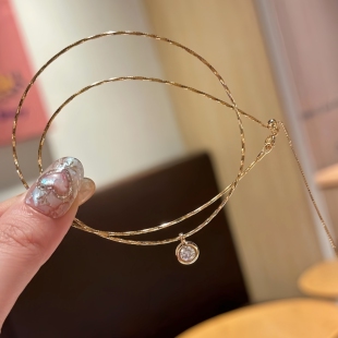 925银泡泡莫桑石项圈choker蛇骨链硬身链ins风极简高级感项链颈圈