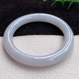 mq自然光58美人镯缅甸翡翠A货手镯淡紫圆条玉手镯 10mm 福镯58